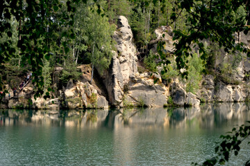 Rock city in Adrspach, Czech Republic. Quarry lake in Adrspach-Teplice Rocks Nature Park