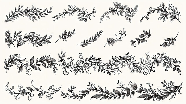 Vector Dividers, Laurels, Swirls, and Arrows: Hand-Drawn Elements