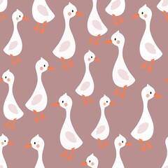 Cute seamless pattern with little geese. Quirky Goose. Playful pattern. Nursery art. Whimsical fabrics design
