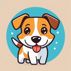 Logo happy dog jack russell terrier, 2d flat illustration, drawing cartoon for design.