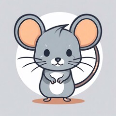 Gray mouse logo, 2d flat illustration, cartoon drawing for design.
