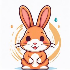 Fototapeta premium Rabbit logo, 2d flat illustration, drawing cartoon for design.