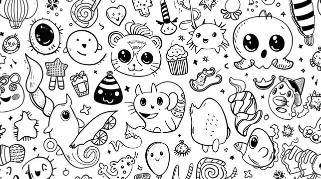 Vector Illustration of Cute Doodle for Kids Hand-Drawn Elements