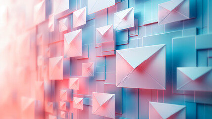 Abstract digital wall of message delivery envelope - Mail advanced AI data filter sorting recognition system