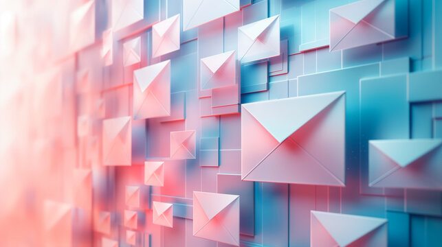 Abstract digital wall of message delivery envelope - Mail advanced AI data filter sorting recognition system