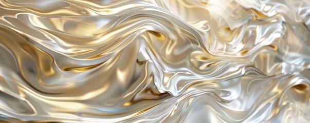 wavy golden and silver abstract pattern background Generative AI