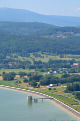 Naklejka premium Sosnowka Lake, retention reservoir and reservoir for drinking water located in the southern part of the Jelenia Gora Valley, Lower Silesian Voivodeship, Poland