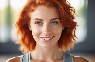 portrait of a woman. Happy red-haired girl 20 years old