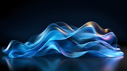 Sensual blue abstract waves on a dark background. Suitable for dynamic wallpapers, graphic design,...