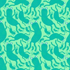 Cartoon animals seamless frogs pattern for wrapping paper and fabrics and kids clothes print and summer 