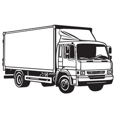 Refrigerated truck in cartoon, doodle style . Image for t-shirt, web, mobile apps and ui. Isolated 2d vector illustration in logo, icon, sketch style, Eps 10, black and white. AI Generative