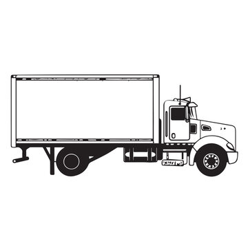 Refrigerated truck in cartoon, doodle style . Image for t-shirt, web, mobile apps and ui. Isolated 2d vector illustration in logo, icon, sketch style, Eps 10, black and white. AI Generative