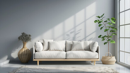 Modern Scandinavian Style Interior with Comfortable Sofa