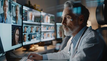Fototapeta premium telemedicine follow-up appointments with an image depicting patients engaging in virtual follow-up consultations with healthcare providers to discuss treatment progress, AI