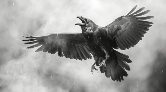 High-Quality Black Raven Isolated Against a Clean White Background
