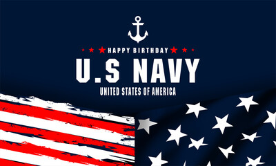 Happy birthday US Navy October 13 background Vector Illustration	