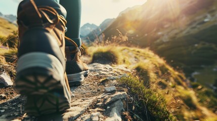 Mountain Trail Hiking Adventure - obrazy, fototapety, plakaty