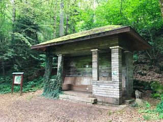 Rest point on hiking trail in black forest near Bad Teinach Zavelstein Germany