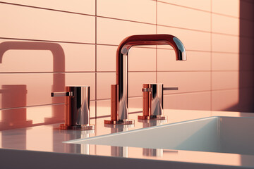 Modern Bathroom Sink and Faucet in Warm Light