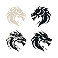 Dragon | Minimalist and Simple set of flat White background - Vector illustration