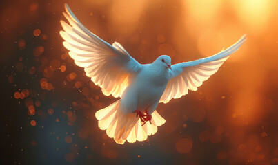 beautiful white dove bird wallpaper for peace day celebration - Powered by Adobe