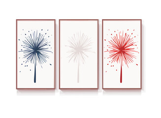 Firework | Minimalist and Simple set of 3 flat White background - Vector illustration