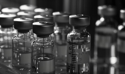 Zbliżenie na fiolki ze szczepionkami