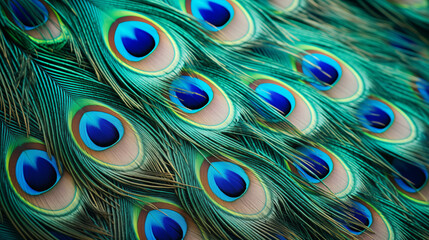 Obraz premium feather peacock macro photo. texture or background.