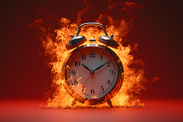 Fototapeta na wymiar burning alarm clock