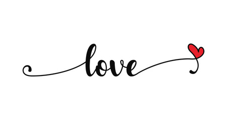 LOVE. Hand drawn modern brush calligraphy text: Love. Print for tee shirt. Lettering typography poster vector design for Valentine's day, romantic, wedding banner. Modern calligraphy scripts love.