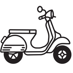 Obraz premium Scooter in cartoon, doodle style . Image for t-shirt, web, mobile apps and ui. Isolated 2d vector illustration in logo, icon, sketch style, Eps 10, black and white. AI Generative