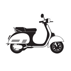 Scooter in cartoon, doodle style . Image for t-shirt, web, mobile apps and ui. Isolated 2d vector illustration in logo, icon, sketch style, Eps 10, black and white. AI Generative
