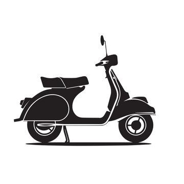 Scooter in cartoon, doodle style . Image for t-shirt, web, mobile apps and ui. Isolated 2d vector illustration in logo, icon, sketch style, Eps 10, black and white. AI Generative