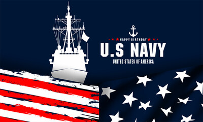 Happy birthday US Navy October 13 background Vector Illustration	