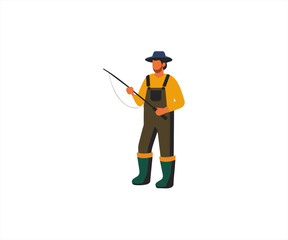 man fishing cartoon flat design