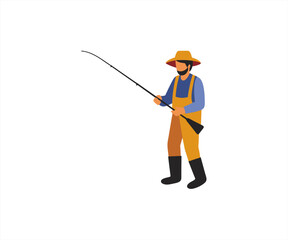 man fishing cartoon flat design
