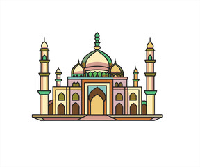 mosque cartoon illustration logo
