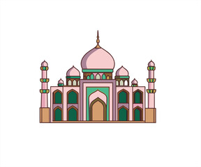 mosque cartoon illustration logo