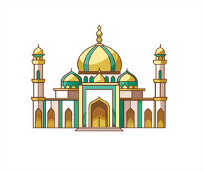 mosque cartoon illustration logo