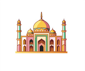 mosque cartoon illustration logo