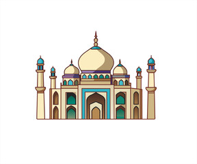 mosque cartoon illustration logo