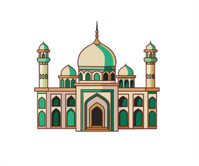 mosque cartoon illustration logo