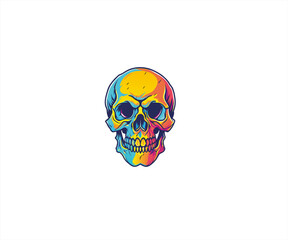 skull head colorfull logo design illustration