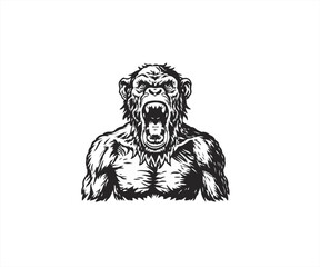 handrawn monkey angry logo illustration