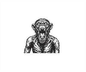 handrawn monkey angry logo illustration