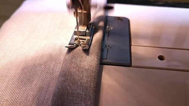 Sewing machine working clothes design textile handmade closeup manufacturing stitch dressmaker material fashion industry