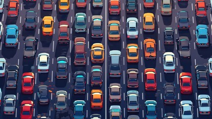 Fototapeta premium Vector Pattern for traffic congestion and vehicles