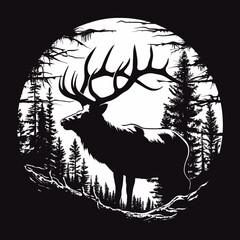  Wild Elk Silhouette: Vector Illustration
