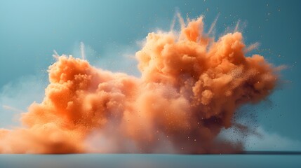 Colorful dust of the explosives in the desert