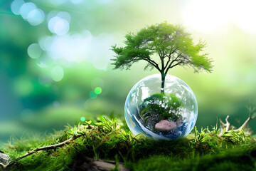 green plant growing, Environment earth day "Let's save the world" concept.